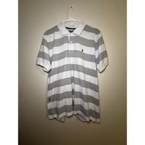 Volcom Polo Shirt Size LargeWhite Banger Polo Embroidere Logo Cotton‎